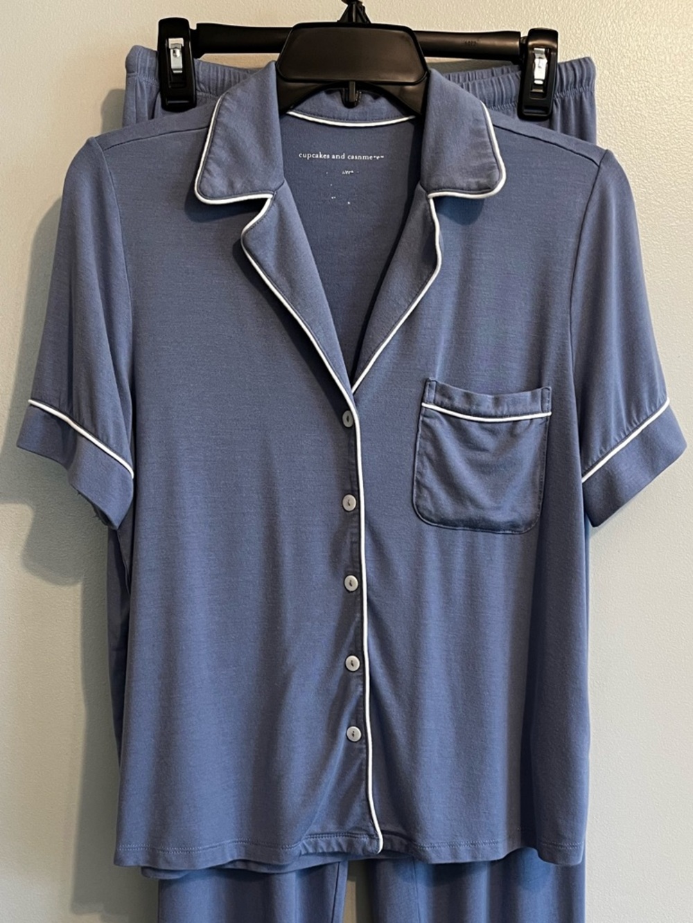 Short-Sleeve Pajama SHIRT ONLY Periwinkle Blue
